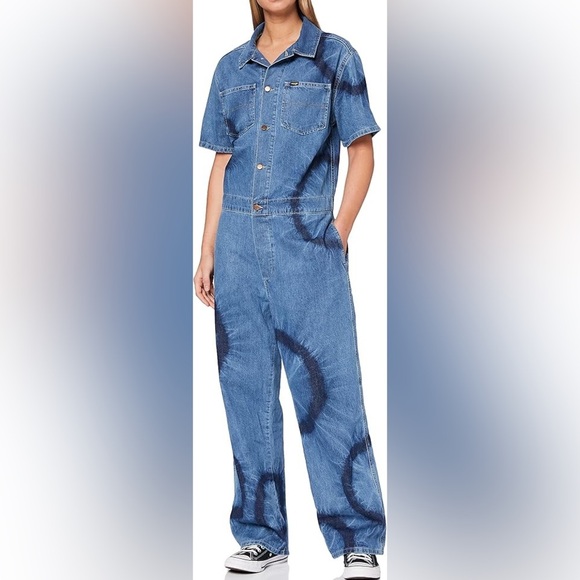 Wrangler Tie Dye Denim Coveralls Size Medium - Picture 2 of 8